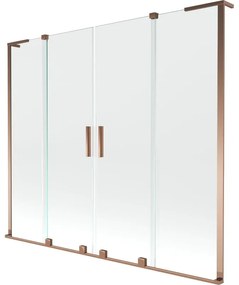 Mexen Velar L Duo parawan nawannowy 2-skrzydłowy rozsuwany 200 x 150 cm, transparent, różowe złoto - 896-200-003-02-60