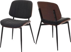 Krzesło do jadalni MCW-O44 (zestaw 2 sztuk),  orzechowy wygląd, ciemnoszary