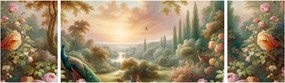 Obraz - Pawie w ogrodzie (170x50 cm)