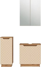 Zestaw mebli łazienkowych dąb/kaszmir ze strukturą płytek 59.8x32x62.1 lotta