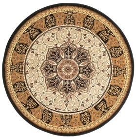 Czarno-beżowy okrągły dywan ø 150 cm Heritage – Think Rugs