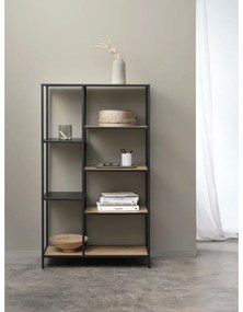 Czarny/w naturalnym kolorze regał w dekorze dębu 80x146x35 cm Altino – Unique Furniture