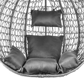 Szare krzesło wiszące KOKON ze stojakiem, szara poduszka