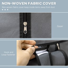 HOMCOM Szafa Materiałowa, Rozwiązanie do Przechowywania, 6 Półek, 1 Drążek na Ubrania, Ciemnoszary