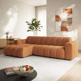 Masseno Narożnik SETIA Lewostronny L-Kształtny, Nowoczesna Sofa narożna, Tkanina Strukturalna - Miedziany, ARAGON 56