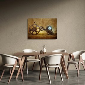 Obraz na szkle starych mechanizmów zegarowych (70x50 cm)