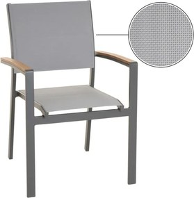 Zestaw 4 stohowalnych krzeseł tarasowych, aluminium, szare