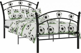Czarne metalowe łóżko z motywem piłki 90x200 cm P5-C71