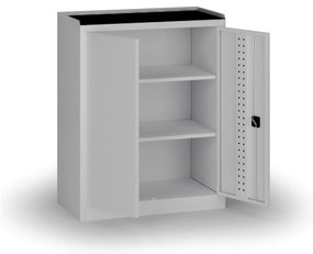 Szafa warsztatowa, 2 półki, 1180 × 950 × 500 mm, szare drzwi