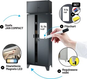 Nadstawka na szafę EWA Compact 800 x 380 x 400 mm, antracytowa
