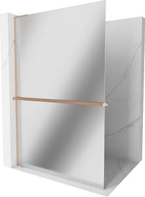 Mexen Kioto+ L ścianka prysznicowa z półką Walk-in 120 x 200 cm, lustro, miedź szczotkowana - 800-120-123-65-50