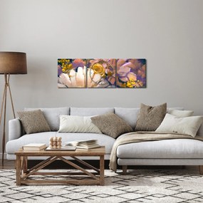 Obraz kwiatów (z zegarem) (90x30 cm)