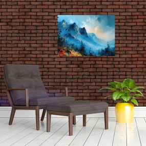 Obraz - Malowanie gór (70x50 cm)