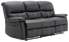 Kanapa 3+1-osobowa i fotel z funkcją relax z ekoskóry w kolorze czarnym CANBY