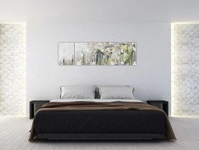 Obraz - Białe kwiaty, vintage (170x50 cm)