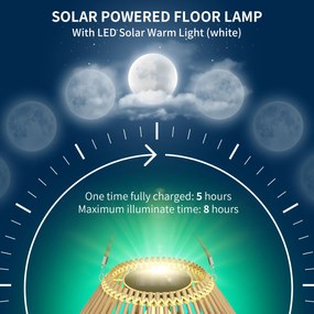 Outsunny Lampa solarna z rattanu do ogrodu Wodoodporna z czujnikiem światła Design bębna Stal żółta | Aosom PL