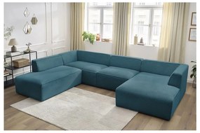 Ciemnoniebieski sztruksowy narożnik modułowy (lewostronny/w kształcie litery U) Megeve – Bobochic Paris