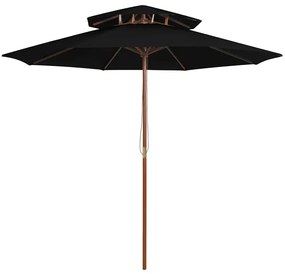 Czarny parasol ogrodowy z podwójnym daszkiem - Baldar