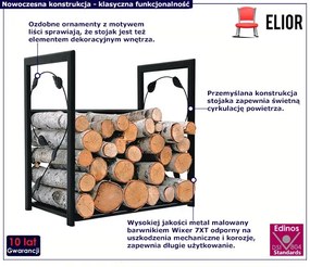 Czarny metalowy stojak na drewno kominkowe - Vres 3X