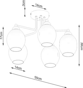Czarna lampa sufitowa ze szklanym kloszem 59x59 cm Garten – Sollux