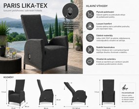 Doppler PARIS LIKA-TEX® regulowany fotel ogrodowy antracyt