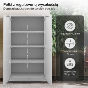 Szafa metalowa wielofunkcyjna Megan z szufladą, szara