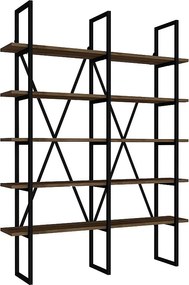 Nowoczesny regał na książki – 126 x 160 x 26 cm – Orzech i czerń – Płyta wiórowa i metal