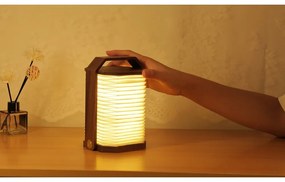 Biała/w ciemnym naturalnym kolorze lampa stołowa LED (wysokość 4 cm) Origami – Gingko