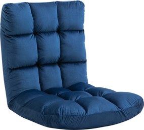 HOMCOM Sofa podłogowa z materacem Niebieska Regulowane oparcie Pluszowy materiał dla gości 55x71x53,5 cm | Aosom PL