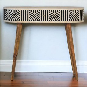 Konsola Edessa Artisan Furniture z intarsją z kości, 1 szuflada, jasnobrązowa