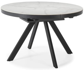 Okrągły rozkładany stół z dodatkowym blatem z ceramicznym blatem ø 120 cm Bela – Marckeric