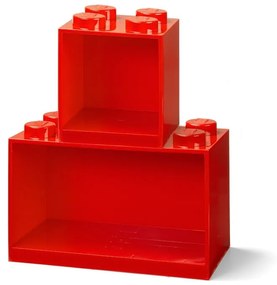 Zestaw 2 dziecięcych czerwonych półek ściennych LEGO® Brick