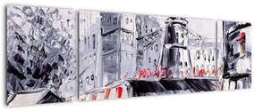 Obraz - Ulica w Paryżu, obraz olejny (170x50 cm)