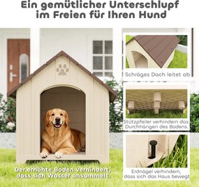 PawHut Budka dla psa, wodoodporny schron dla średnich/dużych psów, Wymiary: 88L x 79B x 89H cm | Aosom PL