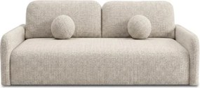 Sofa DUO Rozkładana Dwuosobowa Beżowa Szenil Japandi