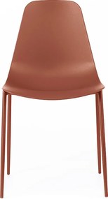 Zestaw 2 nowoczesnych krzeseł do salonu "Kate" z polipropylenu w kolorze rdzy, ze stelażem z malowanego metalu