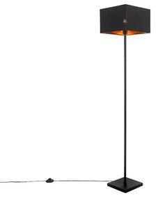 Nowoczesna lampa podłogowa czarna ze złotym kwadratem - VT 1 Nowoczesny Oswietlenie wewnetrzne