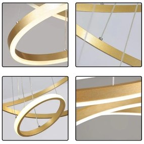 Lampa nowoczesna LED wisząca sufitowa pierścienie AT60-3KSL-Gold
