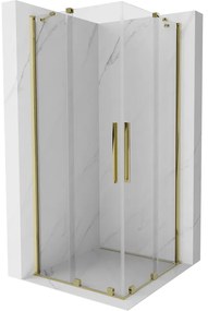 Mexen Velar Duo kabina prysznicowa rozsuwana 90 x 90 cm, transparent, złota - 871-090-090-02-50