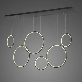 Szeroka lampa wisząca do salonu Ledowe Okręgi No.8 w stylu designerskim czarna