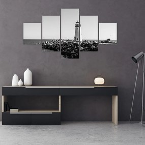 Obraz - Latarnia morska na wybrzeżu, Santa Cruz, Kalifornia (125x70 cm)