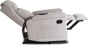 Fotel Masujący SEBASTIAN Rozkładany Wypoczynkowy z Podnóżkiem Szary Sztruksowy Nowoczesny