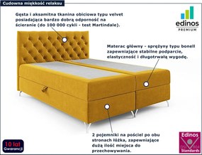 Żółte łóżko kontynentalne z pikowanym zagłókiem 5 rozmiarów T9-R67