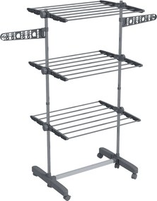 HOMCOM Stojak na pranie składana suszarka do ubrań 4 poziomy system One-Click 142x55x152 cm | Aosom PL