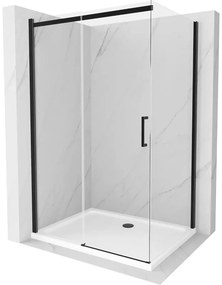 Mexen Omega kabina prysznicowa rozsuwana 100 x 80 cm, transparent, czarna + brodzik Flat, biały - 825-100-080-70-00-4010B
