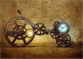 Obraz na szkle starych mechanizmów zegarowych (70x50 cm)