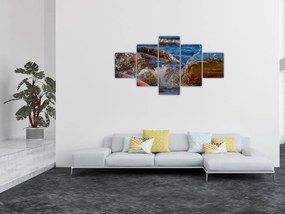 Szczegółowy obraz - woda między kamieniami (125x70 cm)