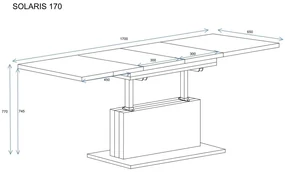 Ława rozkładana podnoszona SOLARIS 110(170)x65 beton ciemny ENDO