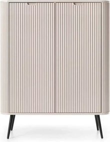 Komoda Fulgeo na nogach 103 cm 2 drzwi nowoczesna glamour industrialna metalowe nogi 4 półki czarna biała kaszmir