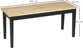 HOMCOM Ławka dwuosobowa drewniana do kuchni i jadalni wytrzymała elegancka obciążenie do 220 kg | Aosom PL